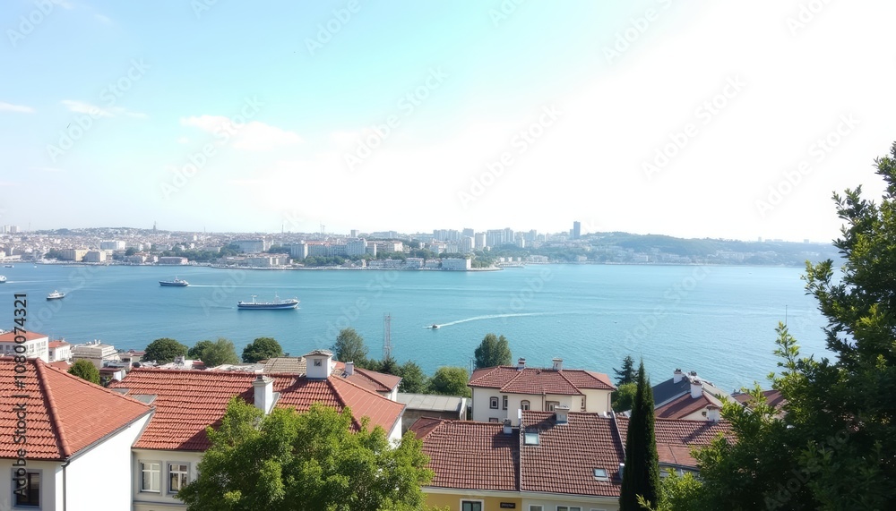 Obraz premium Tranquil waterside view from a coastal home