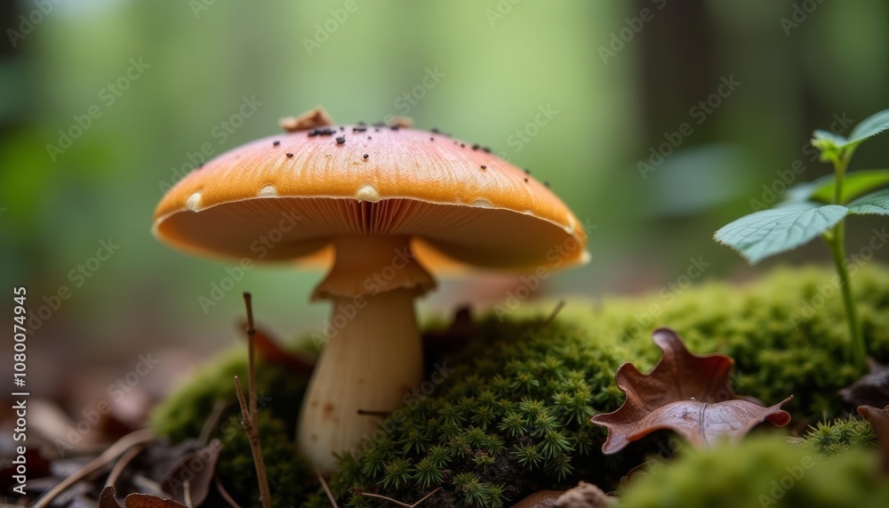 Natures vibrant palette A closeup of a striking mushroom in the wild Natures vibrant palette A closeup of a striking mushroom in the wild