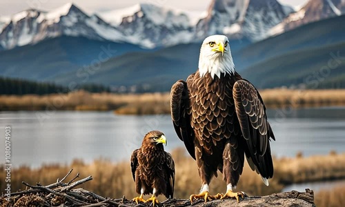 Eagle with her baby.