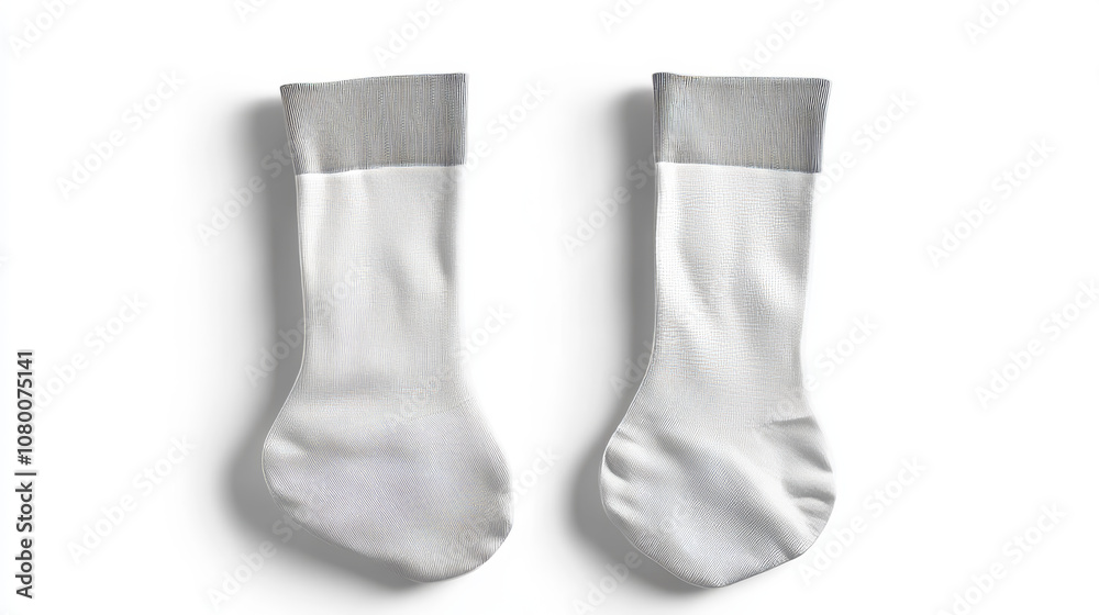 Two pairs of plain socks, one white and one light gray, are shown on a white background. This is a template you can use to design your own artwork for socks. Two pairs of plain socks, one white and one light gray, are shown on a white background. This is a template you can use to design your own artwork for socks.