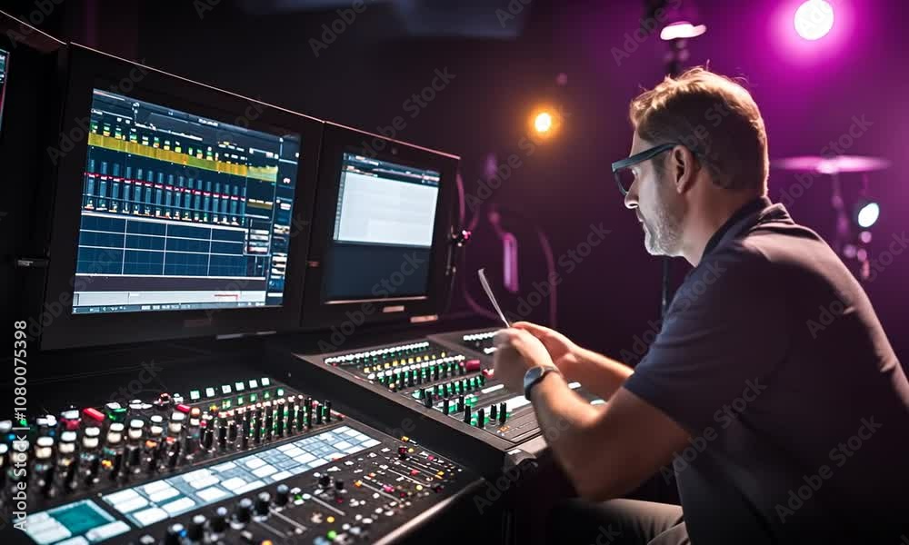 Sound technician in a theater.