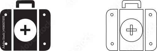 First aid kit vector icon. Box with medicines.