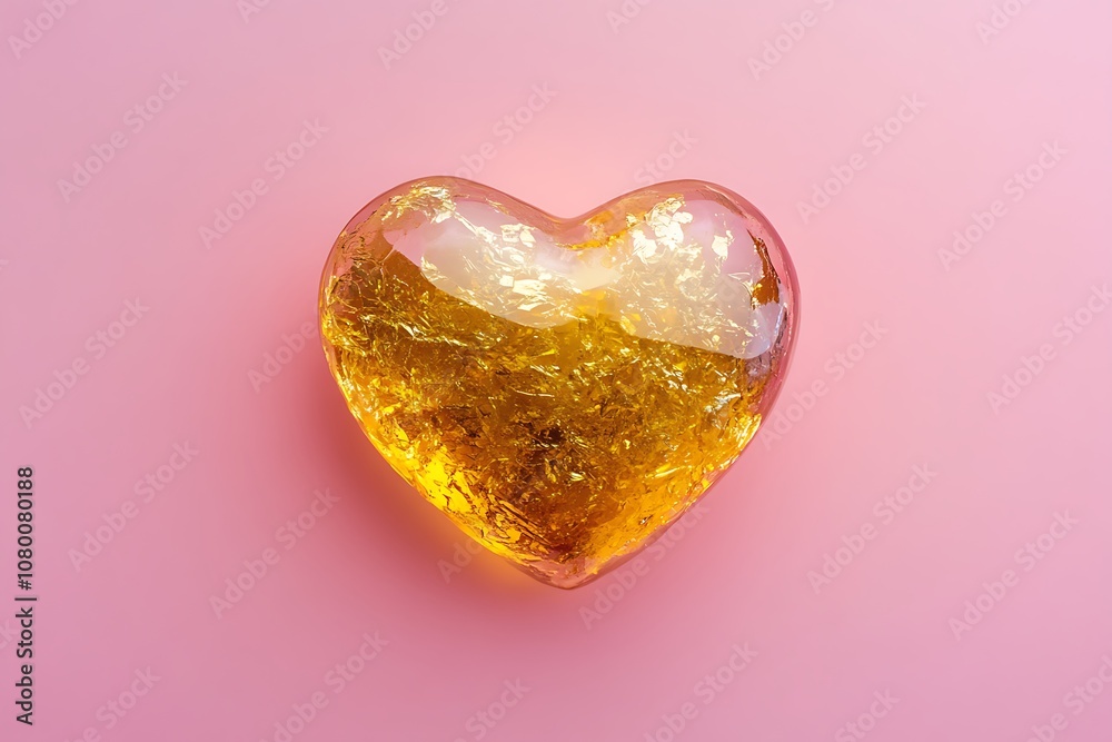 A radiant golden heart on a soft pink gradient backdrop. A radiant golden heart on a soft pink gradient backdrop.