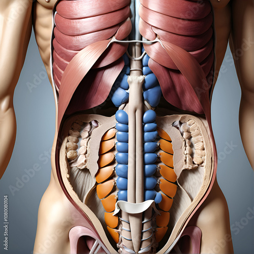 The peritoneum is a continuous membrane which lines the abdominal cavity and covers the abdominal organs photo