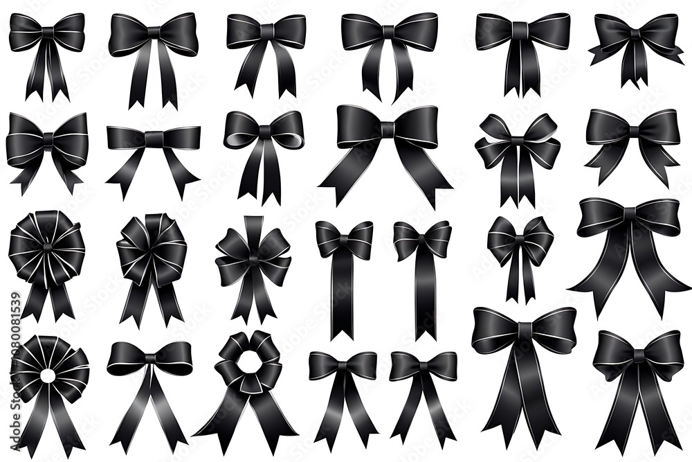 Black ribbon shaped like a butterfly