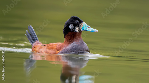 Obraz na płótnie Argentine Ruddy Duck (Oxyura vittata) A Tail-Showing Lake Duck w salonie
