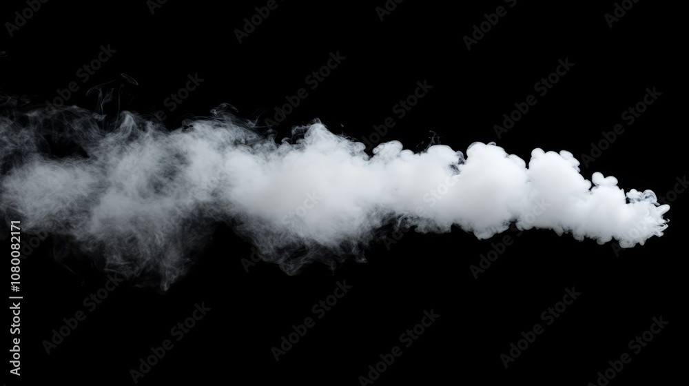 A beautifully shaped white smoke plume swirling in various directions, isolated against a solid black background A beautifully shaped white smoke plume swirling in various directions, isolated against a solid black background