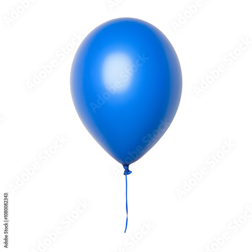 blue helium balloon. Birthday balloon flying for party and celebrations. Isolated on white background. Generative AI