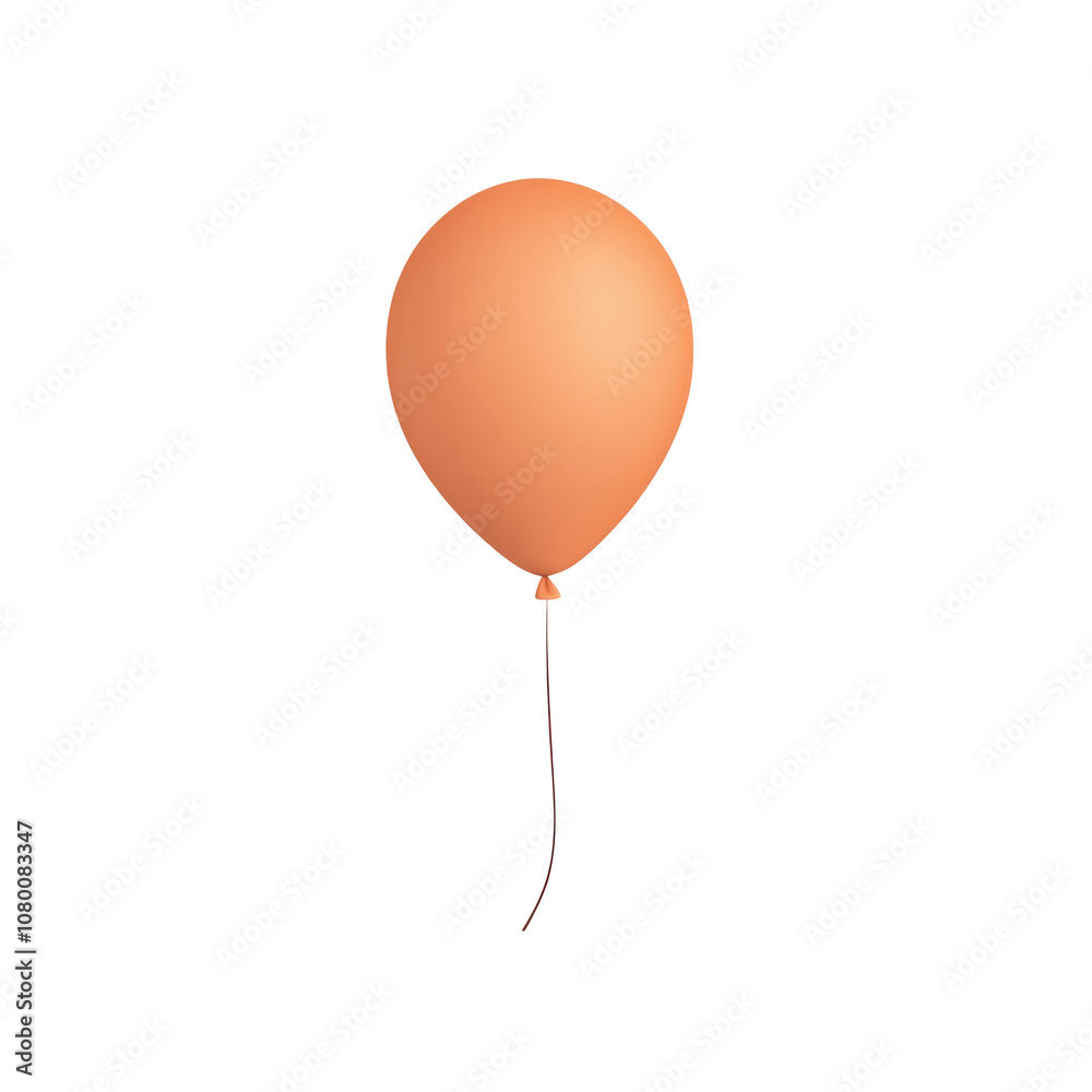 orange helium balloon. Birthday balloon flying for party and celebrations. Isolated on white background. Generative AI orange helium balloon. Birthday balloon flying for party and celebrations. Isolated on white background. Generative AI