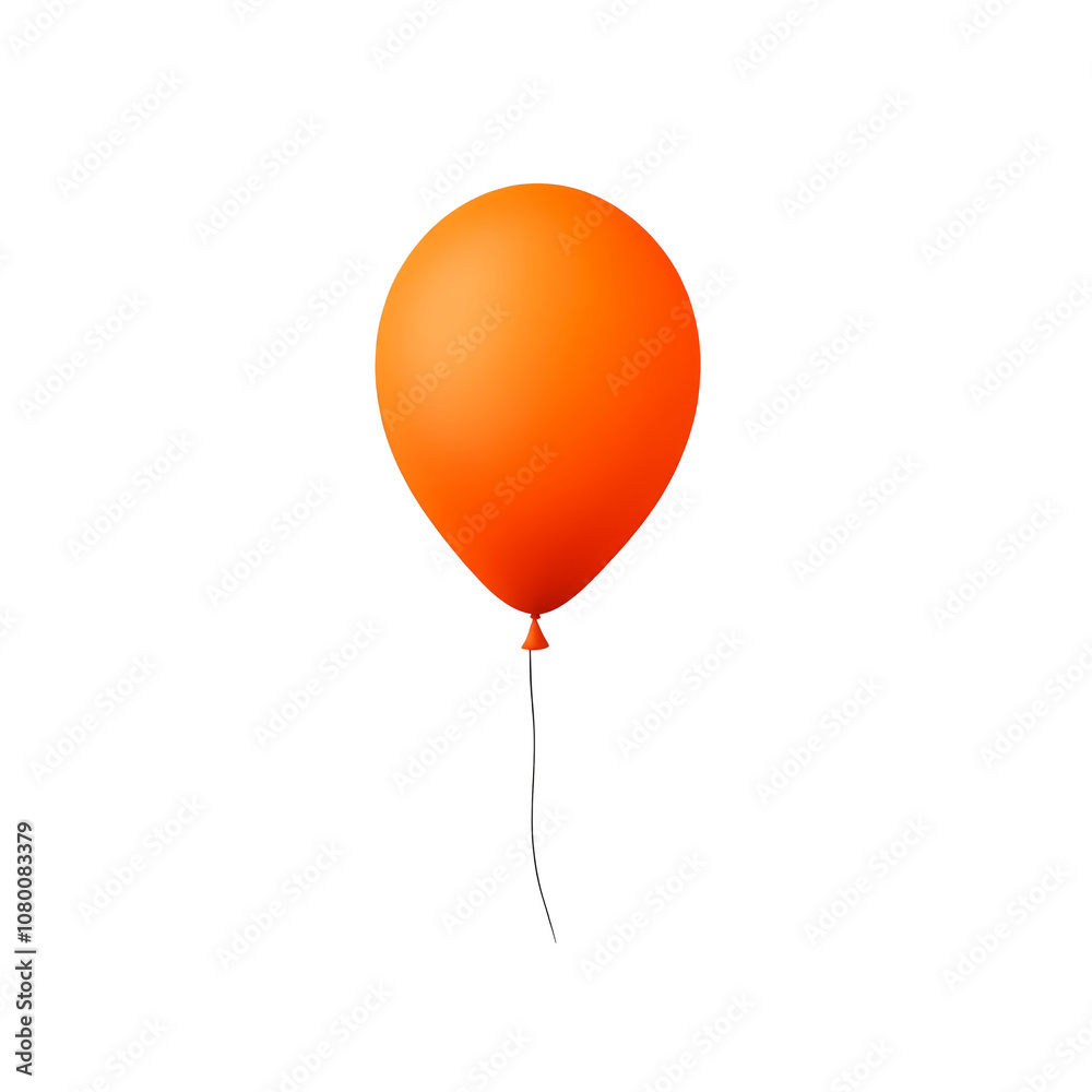 Fototapeta premium orange helium balloon. Birthday balloon flying for party and celebrations. Isolated on white background. Generative AI