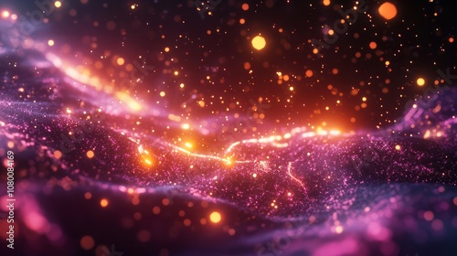 A bold visualization of hyper-speed data movement, with luminous rays and explosive effects, against a rich dark background