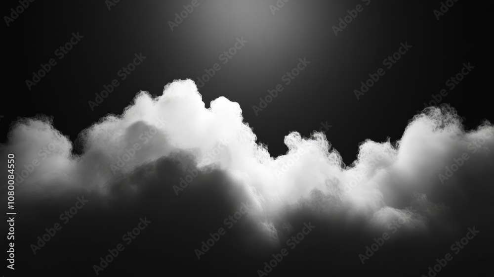 A bright, glowing white cloud with soft curves and smooth transitions against a solid black backdrop A bright, glowing white cloud with soft curves and smooth transitions against a solid black backdrop