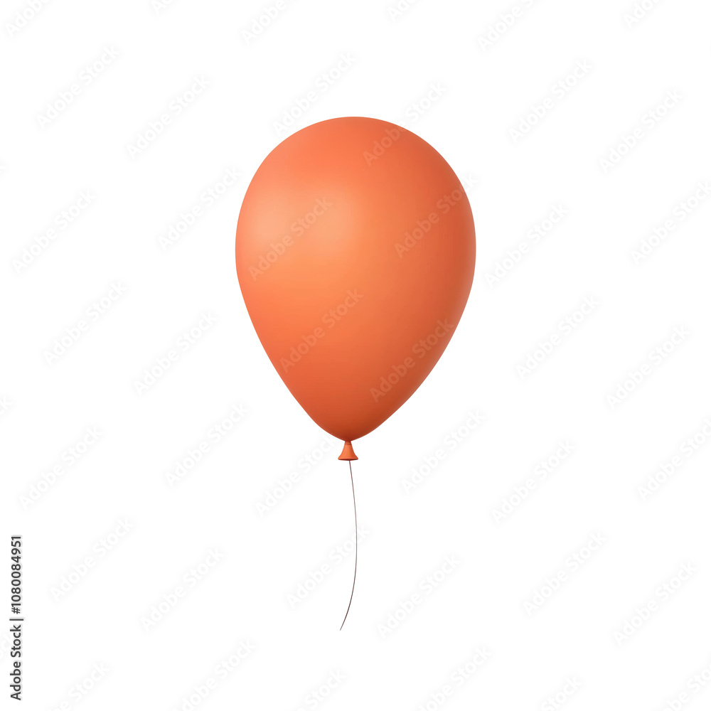 orange helium balloon. Birthday balloon flying for party and celebrations. Isolated on white background. Generative AI orange helium balloon. Birthday balloon flying for party and celebrations. Isolated on white background. Generative AI