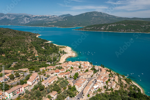 Aerial View Over Sainte-Croix-du-Verdon, Provence, France photo