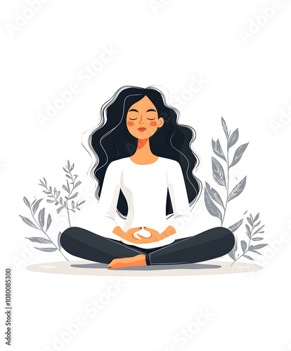 Illustration of a person in a yoga pose. Conccept yoga and wellness themes