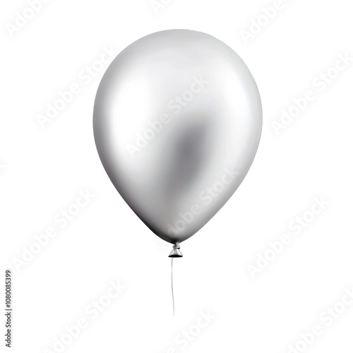 silver helium balloon. Birthday balloon flying for party and celebrations. Isolated on white background. Generative AI