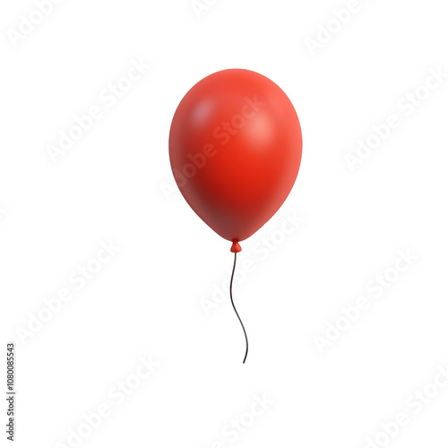 red helium balloon. Birthday balloon flying for party and celebrations. Isolated on white background. Generative AI