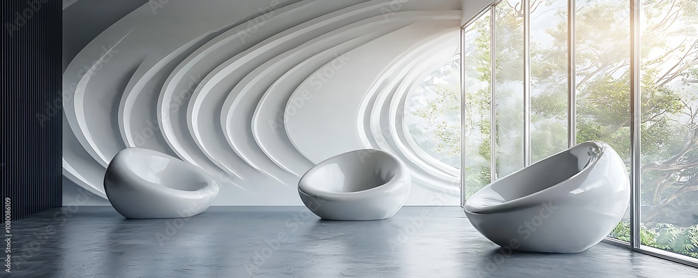 Obraz premium Futuristic design an interior room, abstract and modern