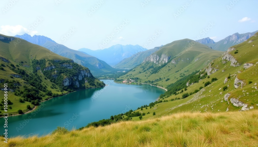 Enchanting mountain lake a serene natural beauty Enchanting mountain lake a serene natural beauty