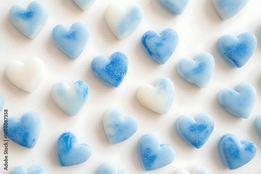 Floating soft blue hearts on a creamy white background. Floating soft blue hearts on a creamy white background.