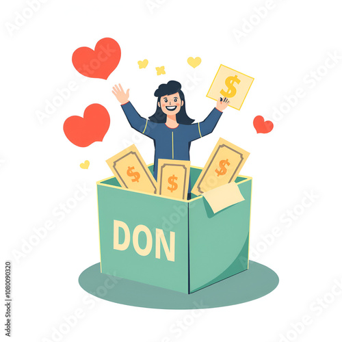 Fundraising in donation box. Donate, finance vector illustration photo