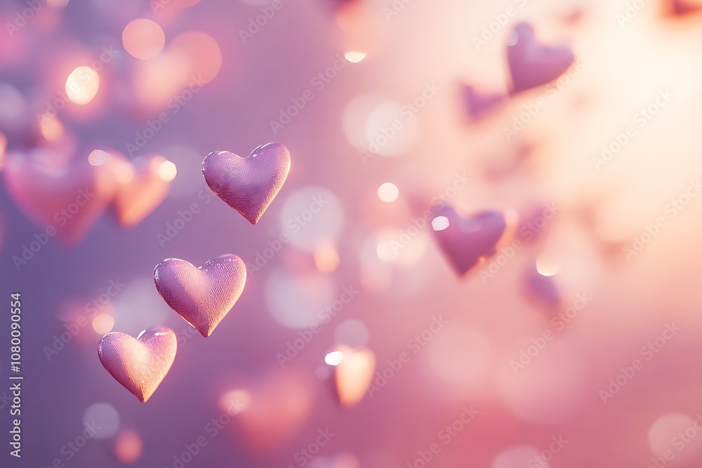 Floating hearts on a dreamy pink gradient with subtle light effects. Floating hearts on a dreamy pink gradient with subtle light effects.