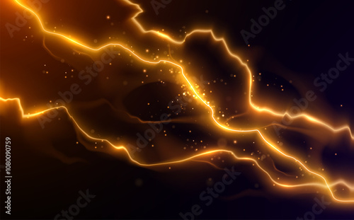 Yellow lightning effect with sparks