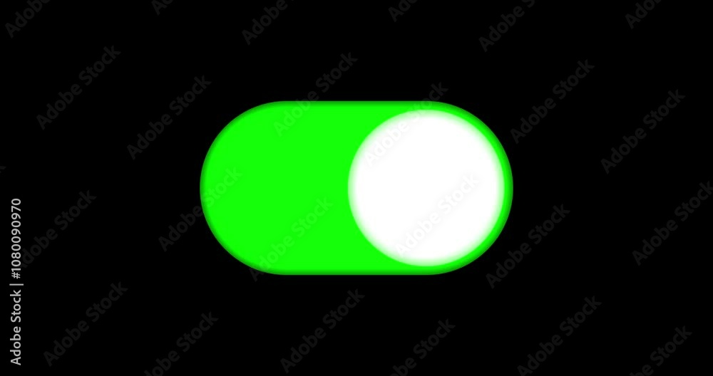 switch off on button animated. mobile phone toggle slider ui turn bar isolated video animation 4k