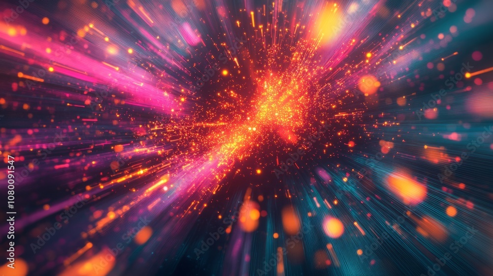 Neon rays of data flowing rapidly, colored lights effect Neon rays of data flowing rapidly, colored lights effect