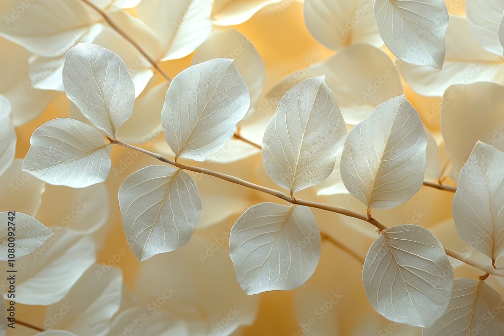 Elegant winter-themed arrangement of delicate white and beige leaves, perfect for seasonal decor, invitations, or tranquil holiday settings. Elegant winter-themed arrangement of delicate white and beige leaves, perfect for seasonal decor, invitations, or tranquil holiday settings.