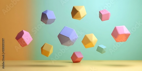 Fototapeta Naklejka Na Ścianę i Meble -  3D digital hexagon shapes floating