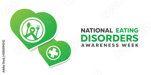 National Eating Disorder Awareness Week.  Great for cards, banners, posters, social media and more. White background. 