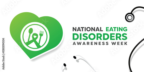 National Eating Disorder Awareness Week. Heart, plate and more. Great for cards, banners, posters, social media and more. White background. 