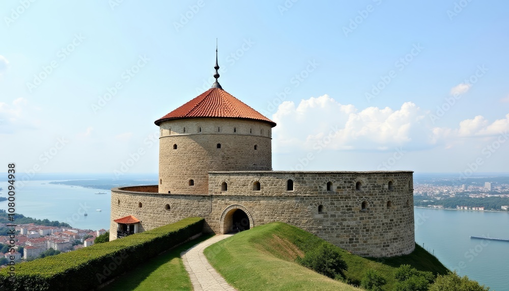 Historic fortress overlooking serene waters Historic fortress overlooking serene waters