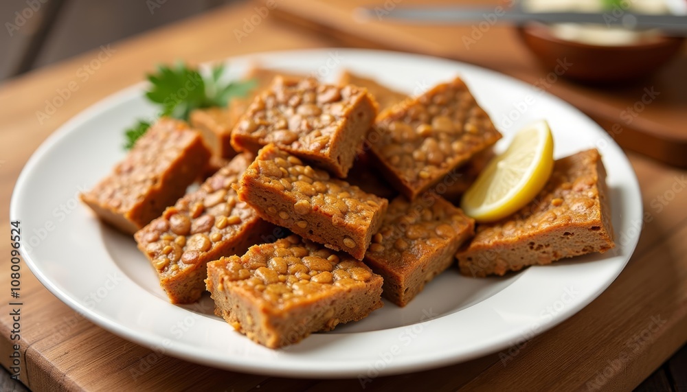 Deliciously baked bean squares ready to be savored Deliciously baked bean squares ready to be savored
