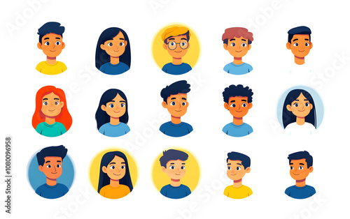 set de iconos de avatares of diferent people. cut out