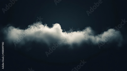 Smooth-edged white cloud glowing softly against a jet-black backdrop, illuminated as if by a distant light