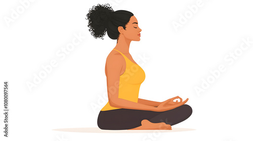 Illustration of a person in a yoga pose. Conccept yoga and wellness themes