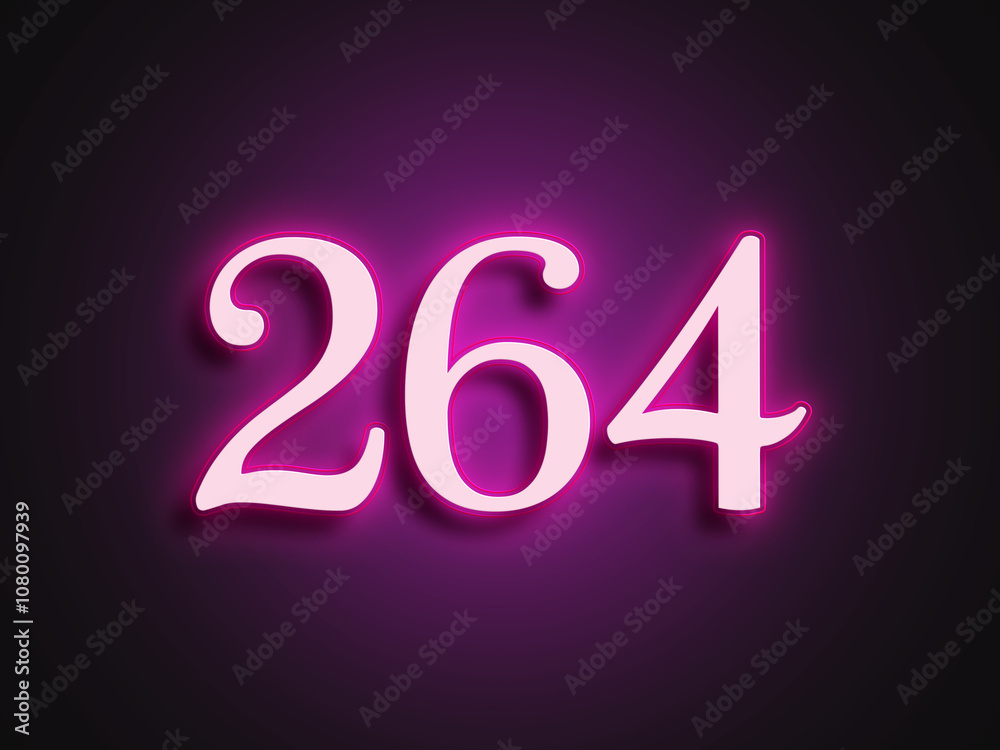 Pink glowing Neon light text effect of number 264. Pink glowing Neon light text effect of number 264.