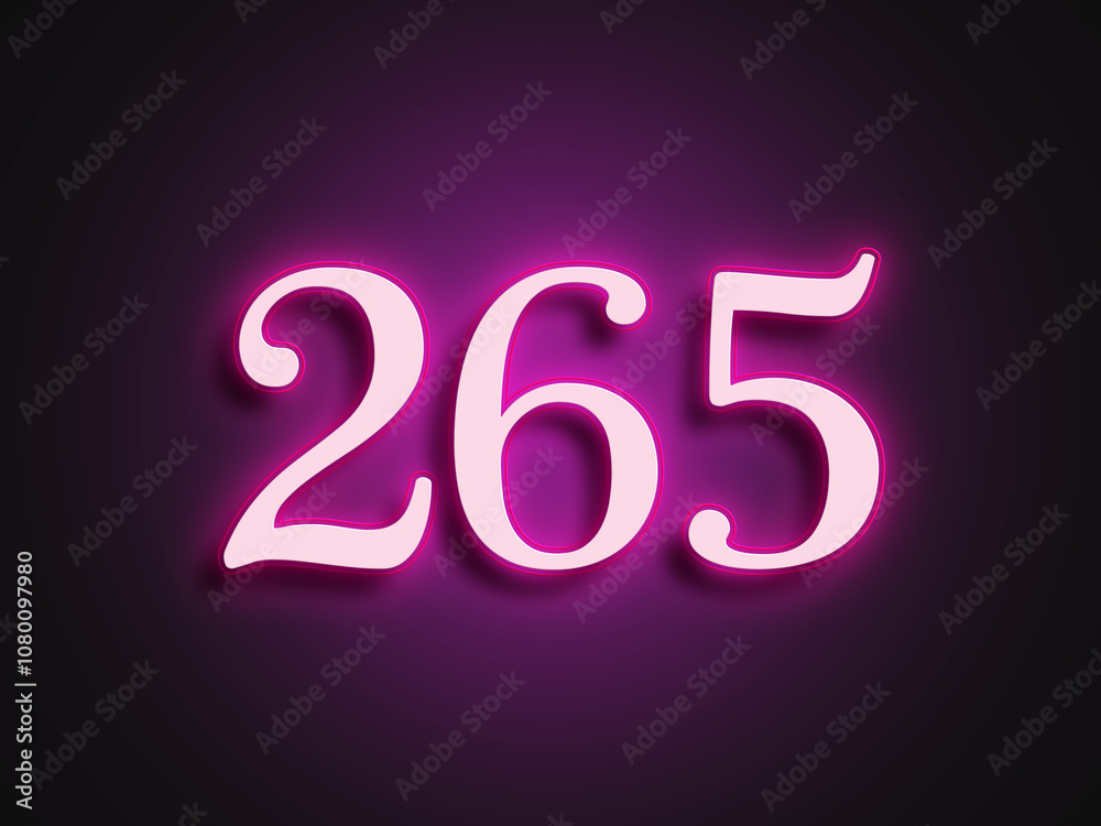 Pink glowing Neon light text effect of number 265. Pink glowing Neon light text effect of number 265.