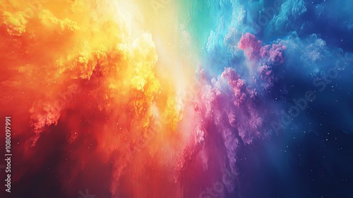 Abstract Colorful Nebula with White Stars