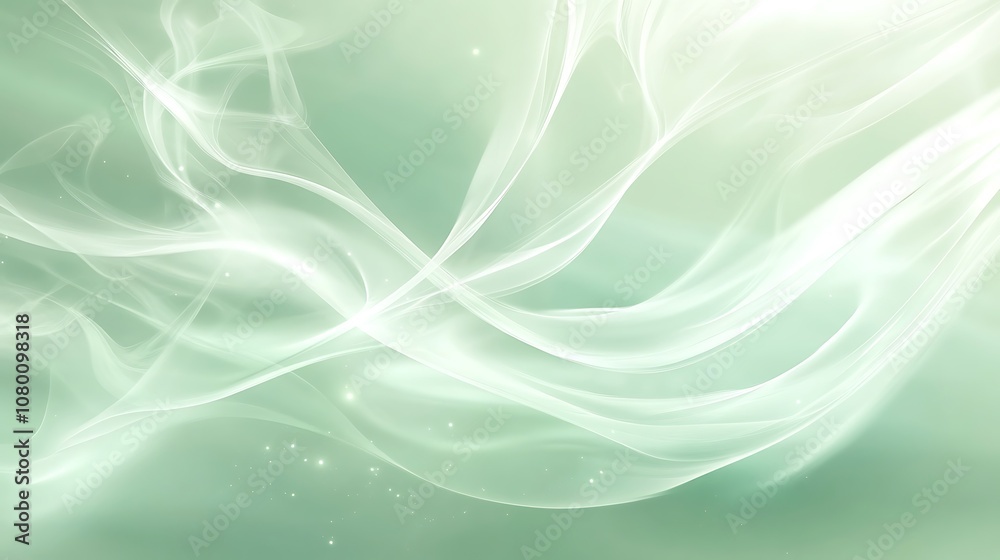 Bright mint green background with wisps of smoke and a soft, glowing light Bright mint green background with wisps of smoke and a soft, glowing light