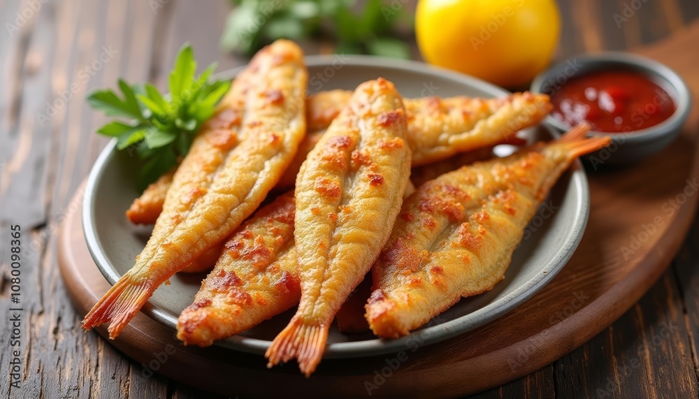 Deliciously crispy fish ready to be savored Deliciously crispy fish ready to be savored