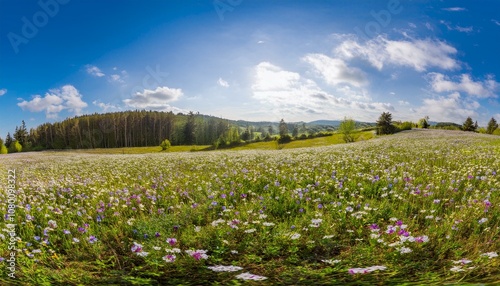 Wallpaper Mural Illustration of a flower meadow in spring Torontodigital.ca