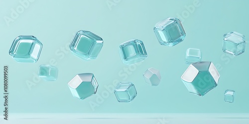 Fototapeta Naklejka Na Ścianę i Meble -  3D digital hexagon shapes floating