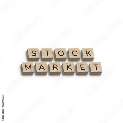 3d wooden stock market letter isolated background photo