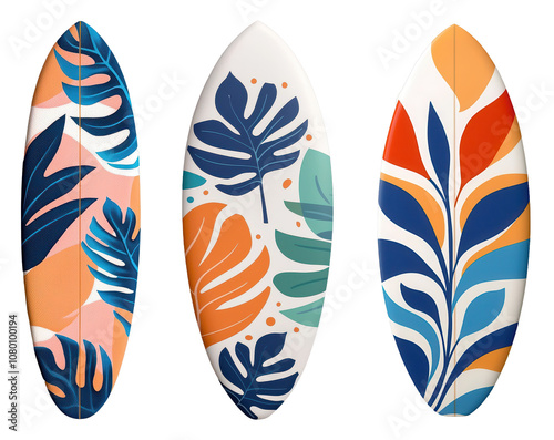 Surfboards display artistic design online showcase black background close-up vibrant patterns