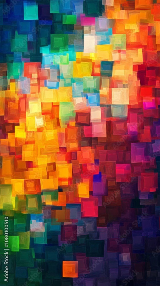 Colorful Pixelated Squares in Abstract Digital Mosaic Background Close-Up Colorful Pixelated Squares in Abstract Digital Mosaic Background Close-Up