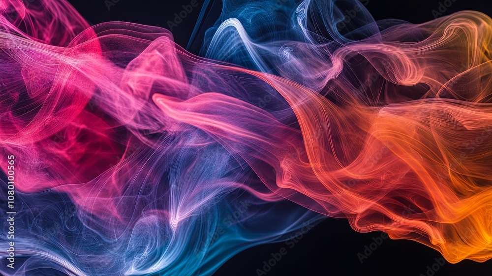 Abstract Swirling Neon Smoke in Pink, Orange, and Blue Hues Abstract Swirling Neon Smoke in Pink, Orange, and Blue Hues