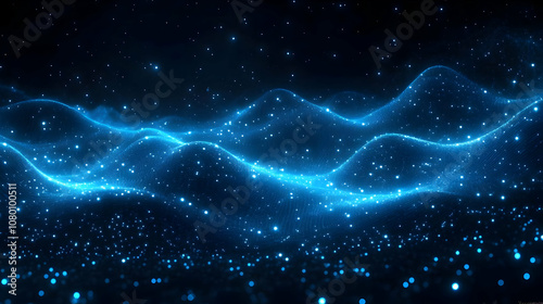 Abstract Background with Glowing Blue Particles